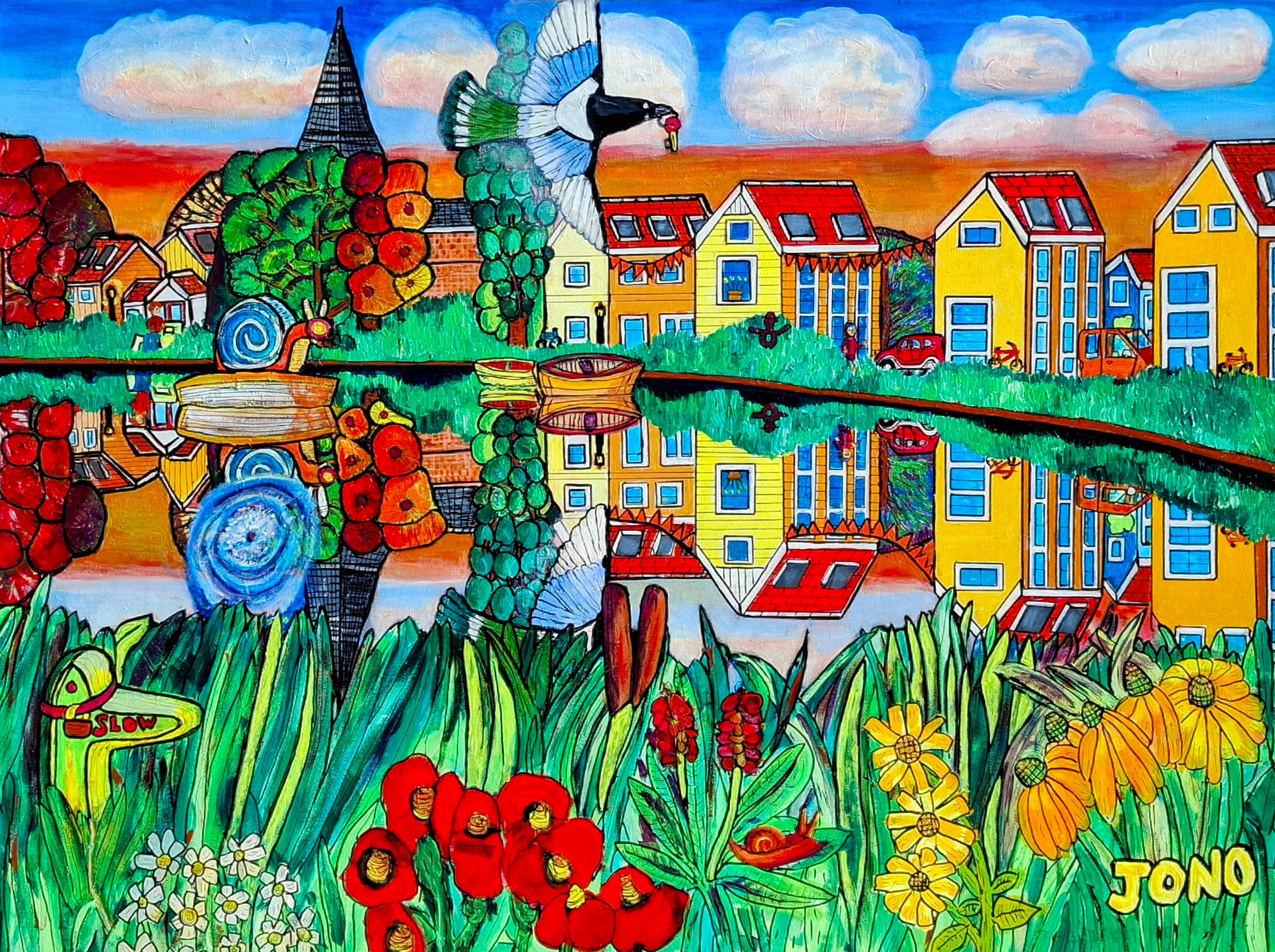 The Last Holiday, Amsterdam, an acrylic landscape
