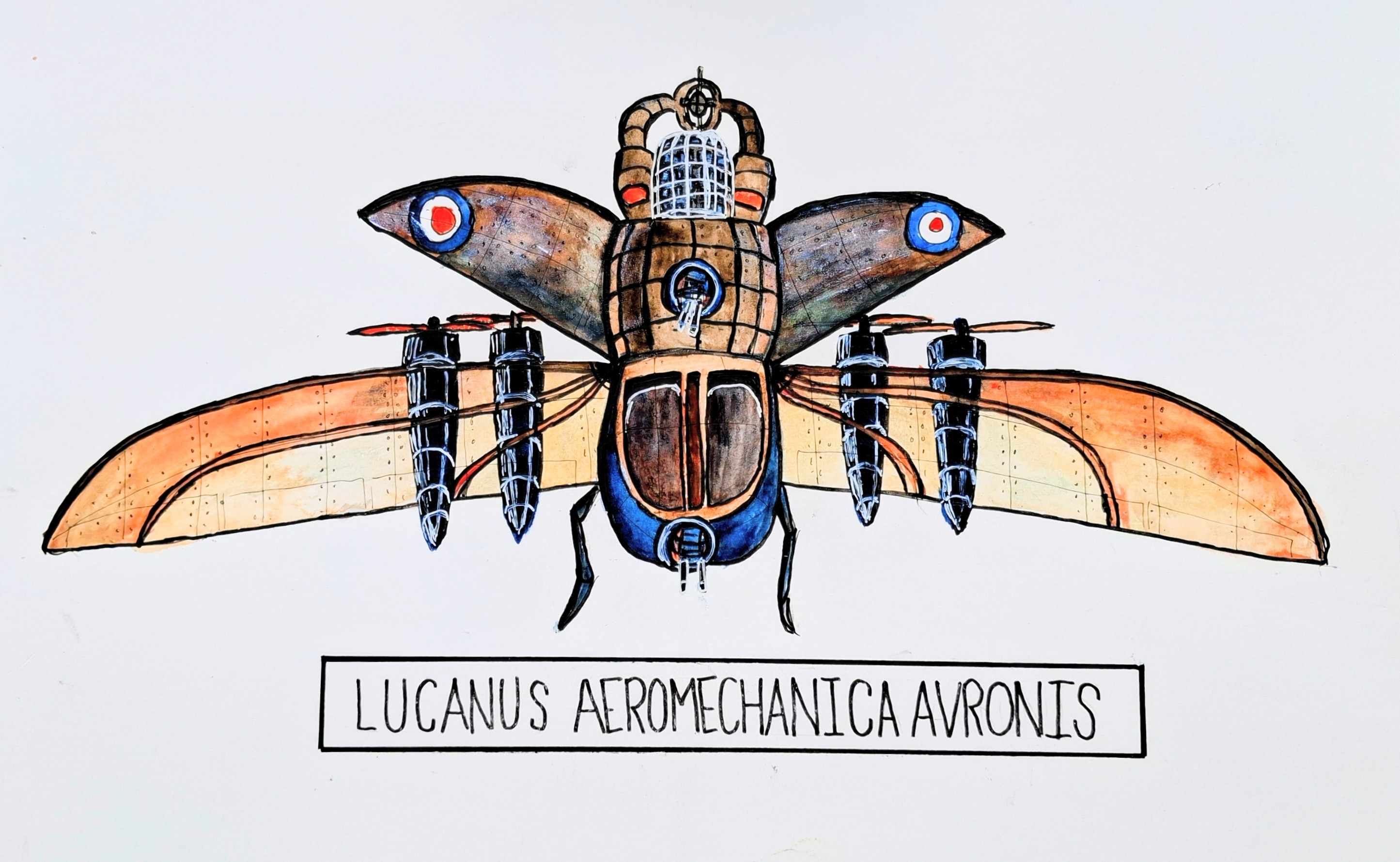 Lucanus Aeromechanica Avronis, a stag beetle on an Avro airframe