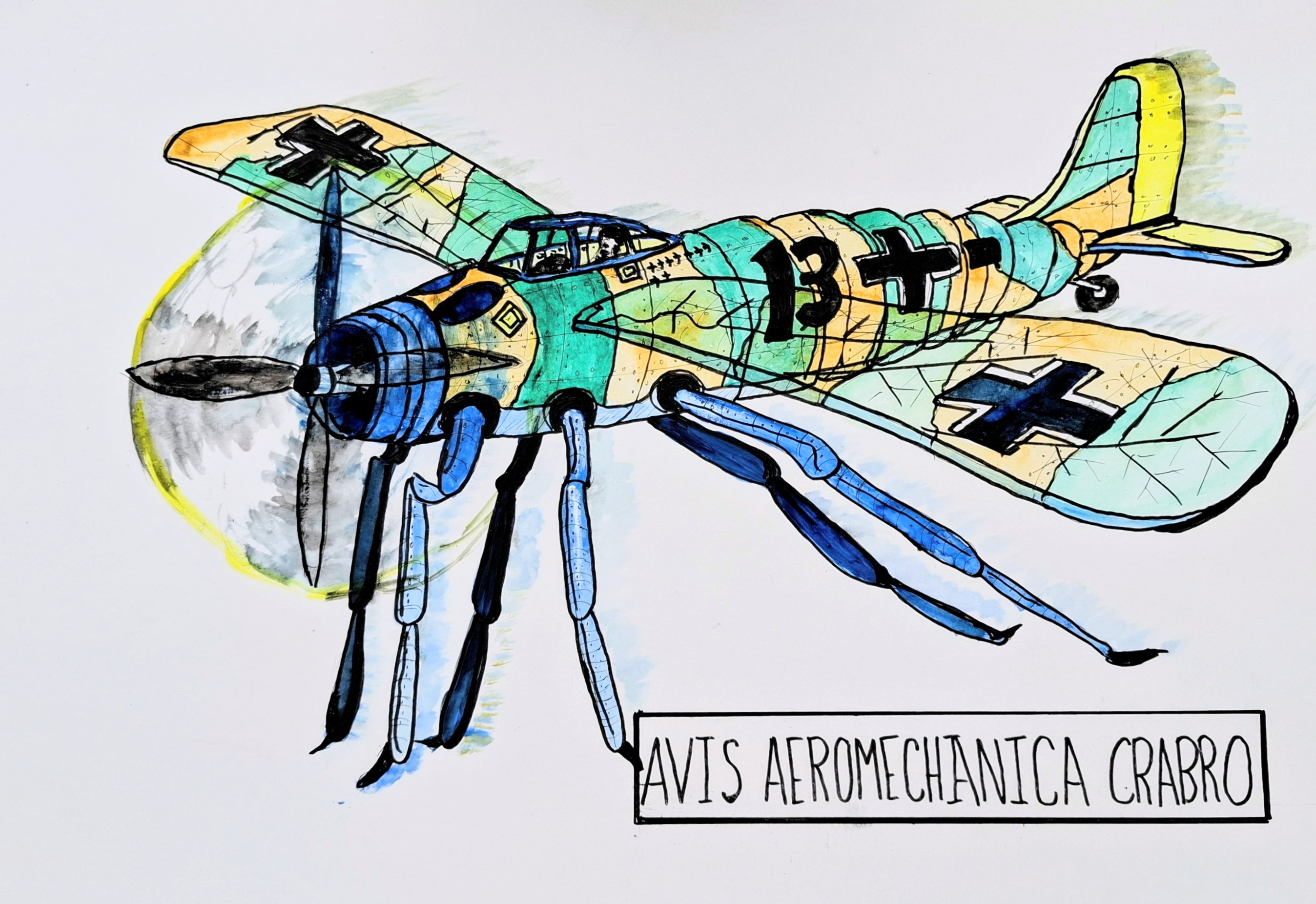 Avis Aeromechanica Crabro, a hornet on a Bf 109 nose